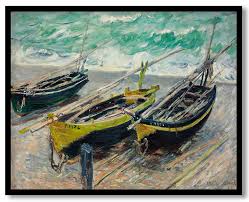 Firstly i drew outline with blue filament. Three Fishing Boats By Claude Monet 1885 Framed Wall Art Wall Decor Paintings Wall Coverings Decals More