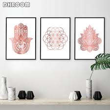 Yoga Art Print Rose Gold Wall Art Flower Of Life Poster Hamsa Canvas Painting Wall Painting Decoration Picture Modern Room Decor Painting Calligraphy Aliexpress Set of 2 abstract prints, navy blue wall art, rose gold, bedroom decor, digital download, watercolor painting, alcohol ink, printable poster.