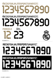 You could just buy a womens real madrid jersey and get kaka's name put on the back. Real Mardid Kit Font Jersey Font Football Fonts Real Mardid