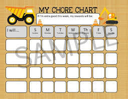 Instant Chore Chart Boy Theme Behavior Chart Construction