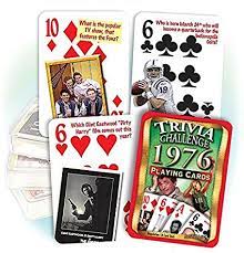 Only true fans will be able to answer all 50 halloween trivia questions correctly. Amazon Com 1976 Trivia Challenge Playing Cards Birthday Gift Toys Games