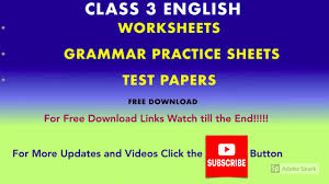 Lessons for elementary and intermediate level. English Worksheet For Class 3 Grammar Worksheets Youtube