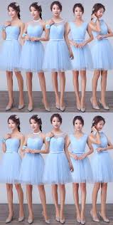 Blue Sweetheart Sleeveless A Line Tulle Short Bridesmaid Dresses Mini Dresses Blue Bridesmaid Dresses Short Short Bridesmaid Dresses Yellow Bridesmaid Dresses Short