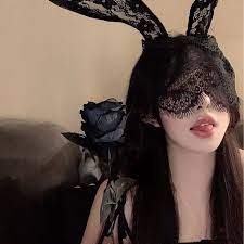 性感蕾丝面具半脸抖音兔子面罩直播头套情趣兔女郎面纱眼罩兔耳朵-Taobao