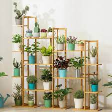 7 Tier Wooden Rack Indoor Outdoor Bamboo Shelf Flower Pot Plant Stand Tdjw Lwjhj0009 09 The Home Depot Flower Stands Plant Stand Plant Shelves