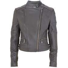 Michael Michael Kors Leather Biker Jacket Zipped Leather Jacket Grey Leather Jacket Real Leather Jacket