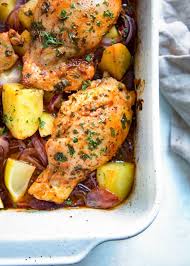 Oct 22, 2020 · baked chicken thighs ingredients. Roasted Chicken And Potatoes Kevin Is Cooking