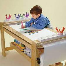 New Big Wooden Kids Art Table Birch Wood Paper Roll Holder Childrens Kids Art Table Kids Craft Tables Art Table
