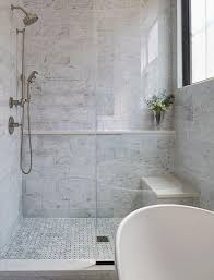 We love the grey subway tile arranged in a contrasting pattern; White And Gray Shower Tiles Design Ideas