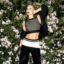 Clothes like peplum tops, shirt with a skirt, frock style shirt and maxi would be an excellent option for short hair. Fashionable Blonde With Short Hair Fashion Clothes Street Style Stock Photo Picture And Royalty Free Image Image 80471204