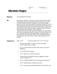 director of photography resume samples