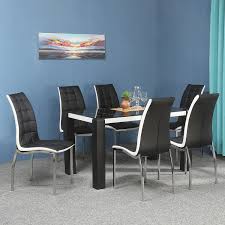 Can seat up to 6 side chairs. Fortica Six Seater Dining Set Black White Marble Nilkamal At Home Home