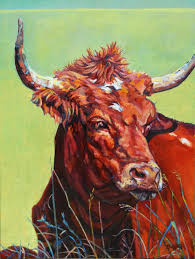 Colorful Contemporary Animal Art Bull Painting Red Bull By Contemporary Animal Artist Patricia A Griffin Bull Painting Animal Art Bull Art