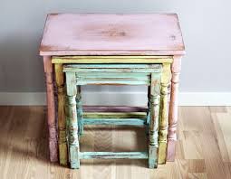 Very Sweet And Shabby Handpainted And Distressed Nesting Tables In European French Shabby Chic Bedroom Furniture Shabby Chic Living Shabby Chic Nest Of Tables