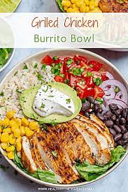 Grilled Chicken Burrito Bowl Recipe Easy Chicken Burrito Bowl Recipe Chicken Burritos Recipes
