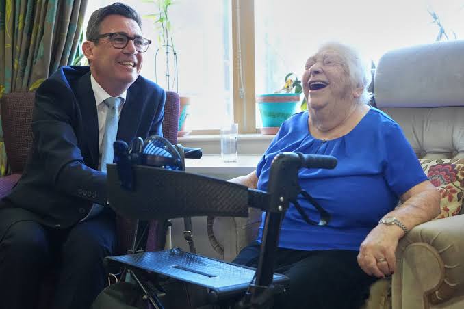 Andy Burnham in a care home