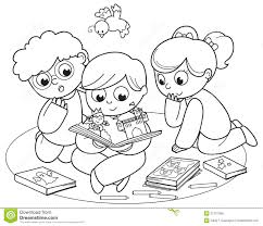 Tre Bambini Che Leggono Un Libro A Finestra Illustrazione Vettoriale Illustrazione Di Infanzia Lettura Libri Tridimensionali Letture Per Bambini Tre Bambini
