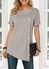 Roll Cuff Asymmetric Hem T Shirt On Sale Only Us 2 Womentshirt Roll Cuff Asymmetric Hem T Shirt On Sale Ust Giyim Degistirilmis Giysiler Stil Kiyafetler