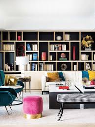 Etagere en palette merveilleuse 25 best ideas about etagere palette pinterest. Colorful Modern Living Room With Pink Ottoman And Built In Bookshelves On Thou S Colorful Living Room Design Modern Apartment Decor Living Room Decor Apartment