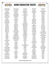 Free Printable Good Character Traits List Free Printable Good Character Traits List That Character Traits List Good Character Traits Positive Character Traits
