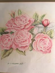 Nice Martha Gresham 97 "Red Roses" Colored Pencil Drawing