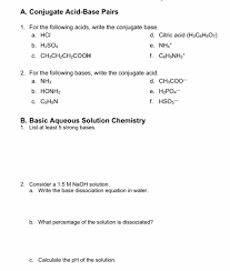 A tip for spotting conjugate pairs: Solved A Conjugate Acid Base Pairs 1 For The Following Chegg Com