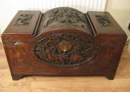 Antique chinese handpainted camphorwood lined chest trunk handforged latch 1800s (224072951495). Oriental Carved Camphor Wood Chest Antiques Atlas