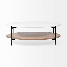Larkin coffee table by ameriwood, multiple finishes. Mercana Occasional Tables Larkin 68489 Oval White Marble Top Wood Shelf Black Metal Base Coffee Table Coffee Tables From Chesterfield Warehouse Limited