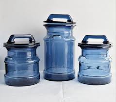 Stainless steel open top containers, material grade: Free Shipping Set Of 3 Cobalt Blue Cookie Jars Kitchen Etsy Blue Glass Jar Cobalt Blue Kitchens Glass Jars