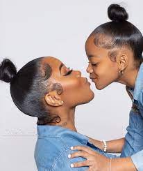 Black Excellence Beauty Mother And Daughter Daughter Hairstyles Bun Hairstyles Natural Hair Bun Styles