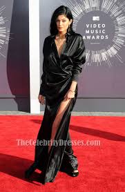 Kylie Jenner Black Long Sleeves Evening Dress Mtv Video Music Awards Tcd6201