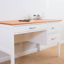 This jasper desk created by a professional designer has a simple aesthetic. Desk With Drawers Ana White