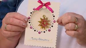 I cut and adhered two layers of 4 x by 5 x 1/4 card. Make A Christmas Card With A Die Cut Aperture Docrafts Creativity Tv Youtube