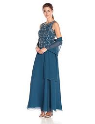 J Kara Women S Sleeveless All Over Beaded Top Long Dress With Scarf Lace Maxi Dress Cute Dresses Flowy Chiffon Dress