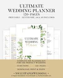Printable Wedding Planner Greenery Wedding Organizer Diy Etsy Wedding Planner Printables Wedding Organizer Planner Wedding Ebook