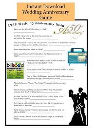 Wedding anniversary trivia game trivia questions 1969. 50th Wedding Anniversary Party Game Questions From 1970 Instant Download 50th Wedding Anniversary 1970 Trivia We Can Do Any Year Wedding Anniversary Party Games 50th Wedding Anniversary Party 50th Wedding Anniversary