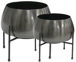 Walnut wood adjustable plant stand (excluding pot) (13). Set Of 2 Raised Planters Raised Plant Pot Gun Metal Black Pots Planter Cheerful Bargains Ltd