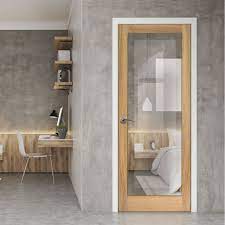 With no bulky frames, frameless glass doors give uninterrupted vision and there are a range of options for glass and fittings. Full Pane Oak Door Clear Glass