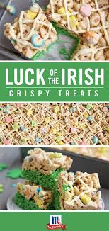 Luck Of The Irish Crispy Treats Recipe Crispy Treats Green Rice Crispy Treats Crispy Treats Recipe