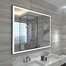Amazon Com Hauschen 32x40 Inch Black Framed Led Bathroom Wall Mounted Mirror With High Lumen Cri 95 Adjustable Color Wall Mounted Mirror Bathroom Wall Mirror