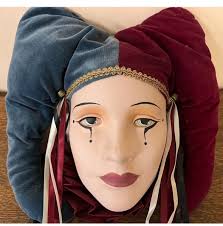 Vintage Ceramic Porcelain Jester Face Mardi Gras Head Wall Decor Hand  Painted