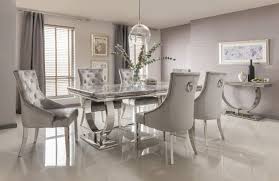 Uk delivery & finance available. Arianna 180cm Grey Marble Dining Table And 4 Belvedere Silver Velvet Chairs First Furniture First Furniture