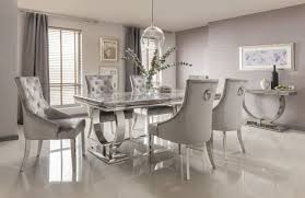 Uk delivery & finance options available. Arianna 180cm Grey Marble Dining Table And 4 Belvedere Silver Velvet Chairs First Furniture First Furniture