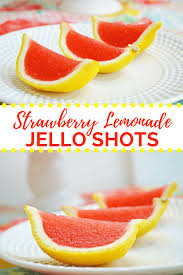 Strawberry Lemonade Jello Shots With Vodka Served In Lemon Wedges Recipe Lemonade Jello Shots Strawberry Lemonade Jello Shots