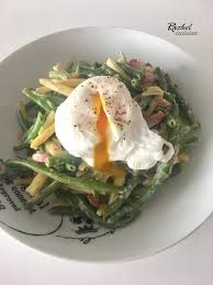 Haricots Verts Carbonara Et œuf Poche Rachel Cuisine Recette Haricot Plat De Regime Rachel Cuisine