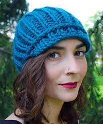 Free Hat Knitting Pattern For Easy One Ball Peaked Cap Knitted Hats Hat Knitting Patterns Knitting Patterns Free Hats