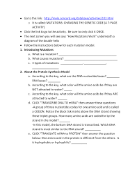 O print off the webquest worksheet, either one per student or one per group, depending on your grading preferences. Protein Synthesis Mutation Webquest