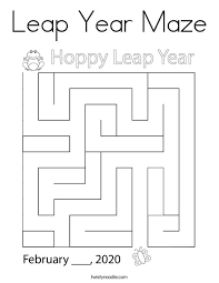 Click on the image above to view and print the leap year coloring page full size or download the leap year activity as a pdf file. Leap Year Maze Coloring Page Twisty Noodle