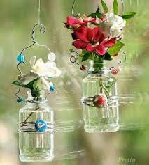 Hanging Beaded Glass Vases Crafts For The Home Vase Craft Project Vase Crafts Flower Vase Making Bottle Crafts