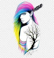 Woman With Tattoo Illustration Indians Watercolor Painting Hair Accessory Black Hair Png Pngwing Black haired mermaid illustration, koi sleeve tattoo mermaid. woman with tattoo illustration indians